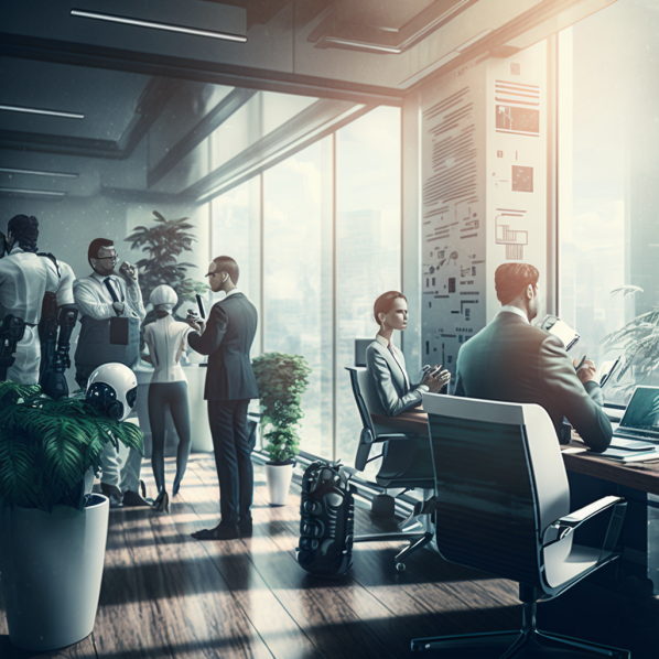 Diverse Professionals Interacting with Chatbots